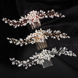 Silver Rhinestone Pearl Bridal Hair Comb Wedding Hair Accessories