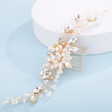 Silver Rhinestone Pearl Bridal Hair Comb Wedding Hair Accessories