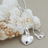 925 Silver Heart Pendant Necklace with Diamond Accent