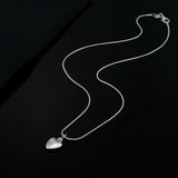 925 Silver Heart Pendant Necklace with Diamond Accent