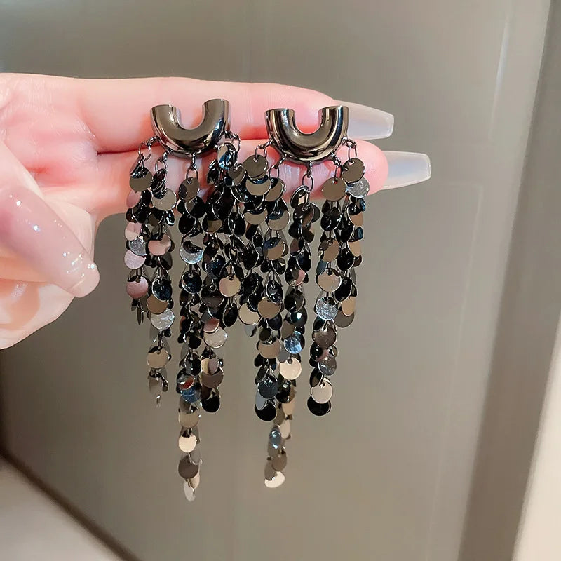 Metallic Vintage Tassel Earrings for Women