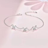 Clear Zircon Butterfly Charm Bracelet: Wedding Party Jewelry
