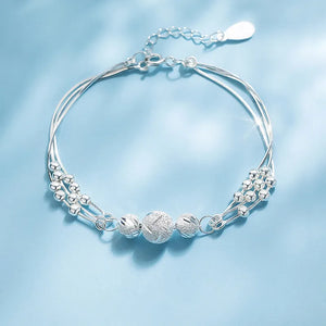 Silver Plated Round Bead Charm Bracelet for Women Girls SL279