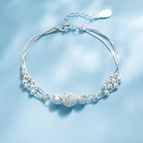 Silver Plated Round Bead Charm Bracelet for Women Girls SL279