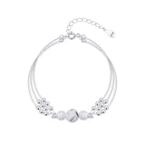 Silver Plated Round Bead Charm Bracelet for Women Girls SL279