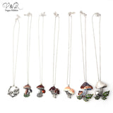 Enamel Mushroom Pendant Charm Necklace