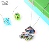 Enamel Mushroom Pendant Charm Necklace