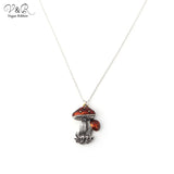 Enamel Mushroom Pendant Charm Necklace