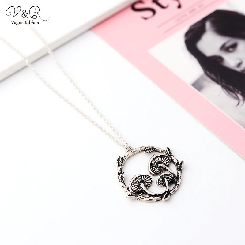 Enamel Mushroom Pendant Charm Necklace