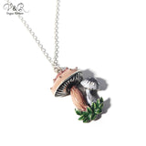 Enamel Mushroom Pendant Charm Necklace