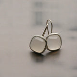 Silvery Stone Square Clip Earrings Women's Fine Jewelry S92