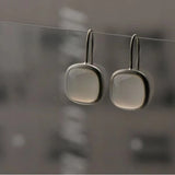 Silvery Stone Square Clip Earrings Women's Fine Jewelry S92