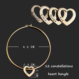 Constellation Engraved Bangle with Heart Charm Bracelet for Women