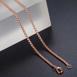 2mm Round Box Chain Necklace Stainless Steel Never Fade Rose Tone Solid Metal