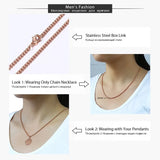 2mm Round Box Chain Necklace Stainless Steel Never Fade Rose Tone Solid Metal