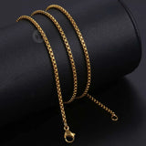 2mm Round Box Chain Necklace Stainless Steel Never Fade Rose Tone Solid Metal
