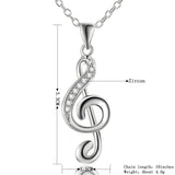 925 Silver Necklace Musical Note Pendant Silver Chain Wedding Jewelry