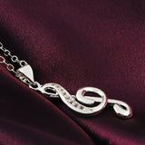 925 Silver Necklace Musical Note Pendant Silver Chain Wedding Jewelry