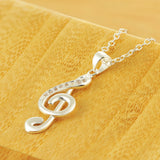 925 Silver Necklace Musical Note Pendant Silver Chain Wedding Jewelry