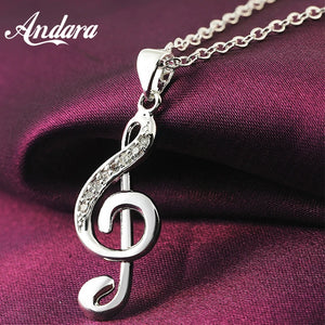 925 Silver Necklace Musical Note Pendant Silver Chain Wedding Jewelry