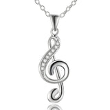 925 Silver Necklace Musical Note Pendant Silver Chain Wedding Jewelry