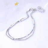 925 Silver Bracelet Round Tube Double Layer Wire Hand chain Bracelet