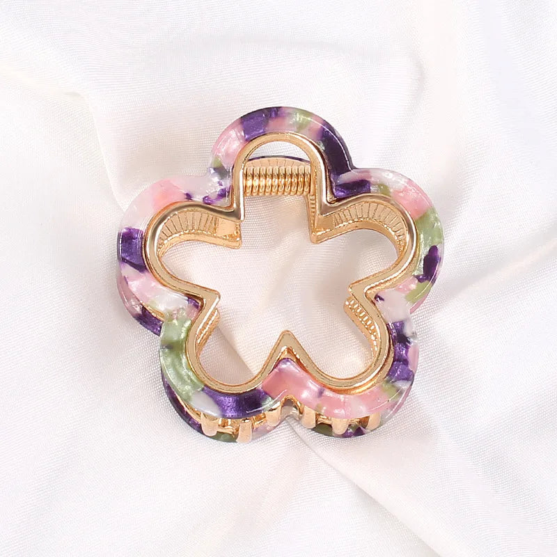 Acrylic Hollow Flowers Mini Hair Claw Clip Hair Accessories