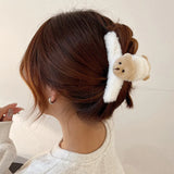 Geometric Street Shot Ladies Hair Accessories Stuffed Bear Grab Clip