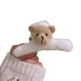 Geometric Street Shot Ladies Hair Accessories Stuffed Bear Grab Clip