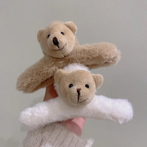 Geometric Street Shot Ladies Hair Accessories Stuffed Bear Grab Clip