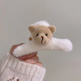 Geometric Street Shot Ladies Hair Accessories Stuffed Bear Grab Clip