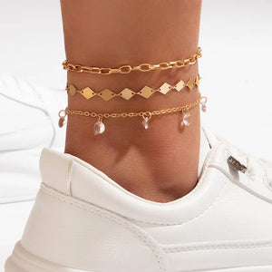 Versatile Round Beads Pendant Anklet