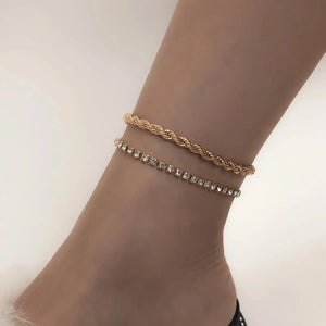 Versatile Small Twist Chain Double Layered Anklet