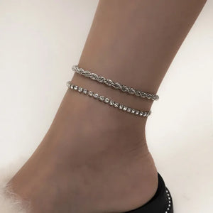 Versatile Small Twist Chain Double Layered Anklet