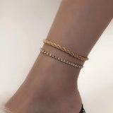 Versatile Small Twist Chain Double Layered Anklet