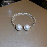 Small Pearl Torques Necklace & Bangle Bracelet Set for Women