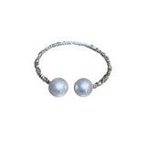 Small Pearl Torques Necklace & Bangle Bracelet Set for Women