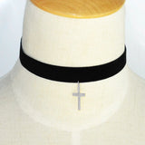 Flannelette Cross Pendant Necklace Wedding Party Choker Jewellery