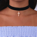 Flannelette Cross Pendant Necklace Wedding Party Choker Jewellery