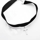 Flannelette Cross Pendant Necklace Wedding Party Choker Jewellery