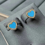 Heart Stud Earrings Zirconia Women Wedding Party Earring Gift