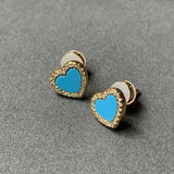 Heart Stud Earrings Zirconia Women Wedding Party Earring Gift