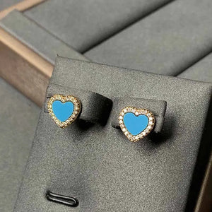 Heart Stud Earrings Zirconia Women Wedding Party Earring Gift