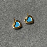 Heart Stud Earrings Zirconia Women Wedding Party Earring Gift