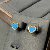 Heart Stud Earrings Zirconia Women Wedding Party Earring Gift