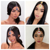 Boho Crystal Forehead Chain Tiara Rhinestone Wedding Hair Accessories