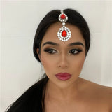 Boho Crystal Forehead Chain Tiara Rhinestone Wedding Hair Accessories