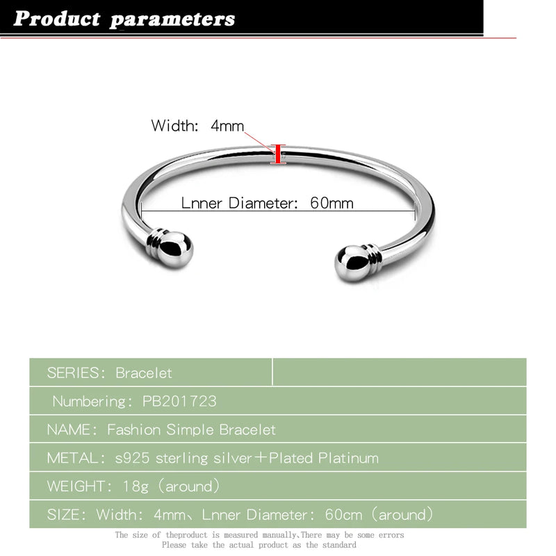 925 Sterling Silver Couples Bracelets Bangles Fine Jewelry Gift