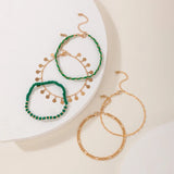 Braided Rope Beaded Pendant Anklet Set Geometric Personality