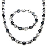 Coffee Bean Shape Chain Men's Titanium Steel Set Jewelry